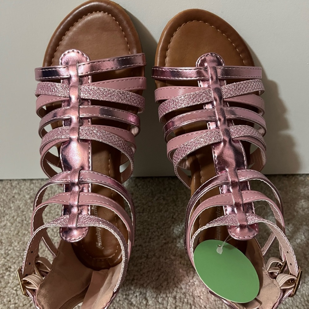 Funky monkey girls size 3 Pink Strappy Sandals zip up shoes